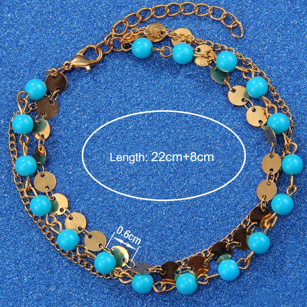 Boho Bead Coin Link Anklet